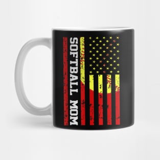 Softball Mom Team USA American Flag Vintage Mom 4th July Mug